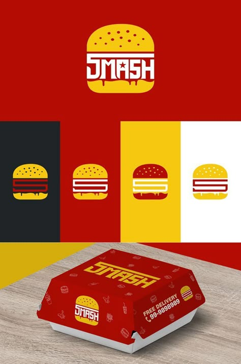 Smash Burger Restaurant - Logo & Branding logosinspiration #logodesignconcept #logodesignapp #vectorlogo. Burger Logo Ideas, Grill Restaurant Logo, Burger Restaurant Logo, Fish Restaurant Logo, Sushi Restaurant Logo, Pizza Restaurant Logo, Indian Restaurant Logo, Cafe Restaurant Logo, Mexican Restaurant Logo