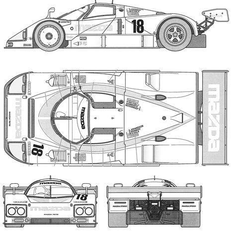 Mazda 787B blueprint Group B Rally, Honda S660, Paper Model Car, Lykan Hypersport, Blueprint Drawing, Cool Car Drawings, Slot Car Racing, Cars Auto, Auto Racing