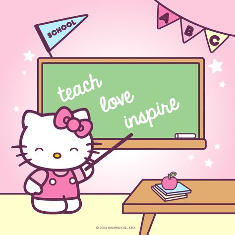 Happy #NationalTeacherDay! 🍎💕 Tumblr, Preschool Teacher Aesthetic, Art Teacher Aesthetic, Teacher Vision Board, Hello Kitty Desenho, Teacher Wallpaper, Hello Kitty School, Hello Teacher, Teacher Aesthetic