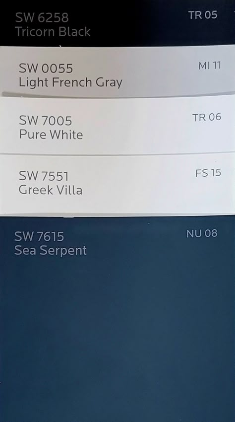 Sea Serpent Color Palette, Sherwin Williams Sea Serpent Exterior, Sw Sea Serpent Coordinating Colors, Sea Serpent Sherwin Williams, Village Living Room, Light French Grey, Bedrooms Dark, Sherwin Williams Exterior Paint, Sherman Williams Paint