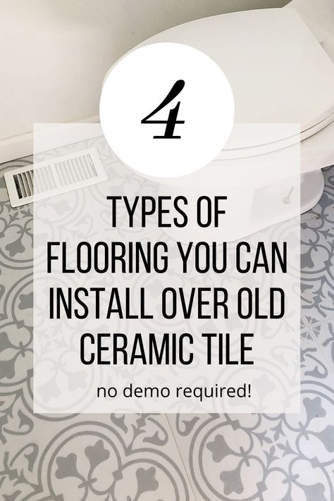 What Type of Flooring Can You Install Over Ceramic Tile? Vinyl In Bathroom, Vinyl Tile Flooring Bathroom, Vinyl Tile Bathroom, Painting Ceramic Tile Floor, Different Types Of Flooring, Vinyl Flooring Bathroom, Type Of Flooring, Ceramic Tile Bathrooms, Floor Makeover