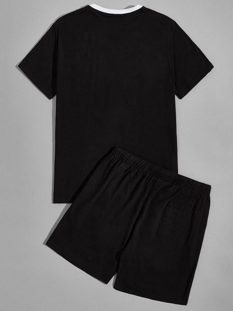 Shein Men, Minimalist Fashion Men, Hype Clothing, Track Shorts, Men Summer, Aesthetic Guys, Athletic Outfits, Shorts Set, Two Piece Outfit