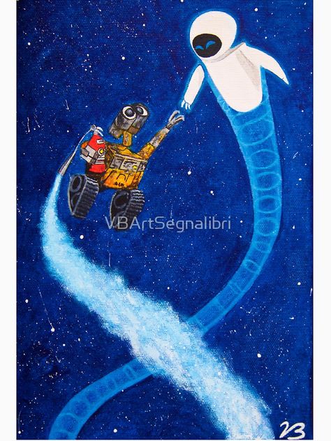 Wall-e and Eve painting by VBArtSegnalibri Wall-e Painting, Eve Painting, Walle Y Eva, Wall E And Eve, Wall E Eve, Painting Stuff, Pop Art Drawing, Wall E, Painting Poster