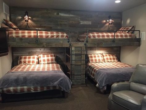 Bunk Room Ideas, Bunk Bed Rooms, Bunk Beds Built In, Bunk Rooms, Boho Bedroom Ideas, Cabin Interiors, Dekorasi Kamar Tidur, Bunk Room, Bunk House