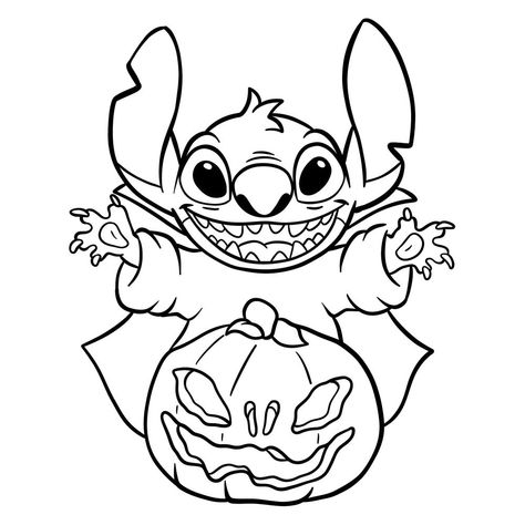 How to Draw Halloween Stitch with a jack-o’-lantern Kawaii, Halloween Stitch Drawing, Stitch Halloween Coloring Pages, Halloween Drawings Sketches, Halloween Outline Drawing, Cute Easy Halloween Drawings, How To Draw Stitch, Drawing Ideas Easy Halloween, Stitch Stencil