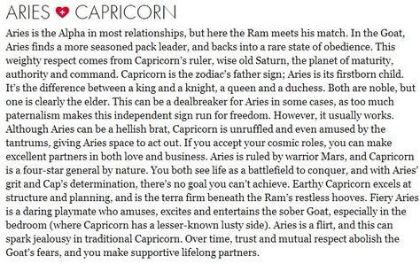 We are amazing together in every way! I met my match and you're all man,  you big hearted beast!  Those tantrums?  Hahaha.... The cutest ever!  Let's see.... patience grass Hopper! Aries Relationship, Capricorn Relationships, Aries Compatibility, Capricorn Compatibility, Capricorn Woman, Aries Aesthetic, Aries And Capricorn, Aries Baby, Relationship Compatibility