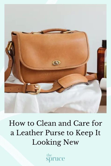 Maintaining a leather handbag requires proper care. Learn how to correctly remove dirt and stains from faux and authentic leather purses. #cleanhouse #cleaningguide #cleaninghacks #cleaningtips  #stepbystepcleaning #thespruce Cleaning Leather Purse, How To Clean A Leather Purse, How To Clean Leather Purse, Clean Leather Purse, Handbag Care, Italian Leather Purse, Small Closets, Faux Leather Handbag, Genuine Leather Purse