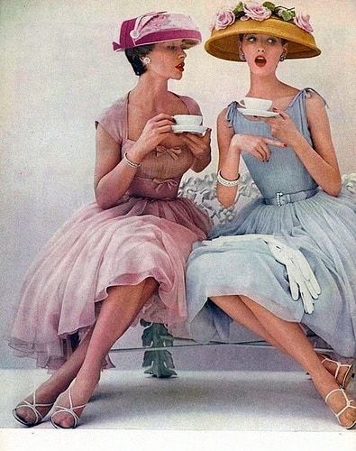 Tea Party Attire, Vintage Tea Parties, Sitting On A Bench, Tea Hats, Tea Party Dress, Tea Party Hats, Vintage Tea Party, Teal Dress, Retro Women