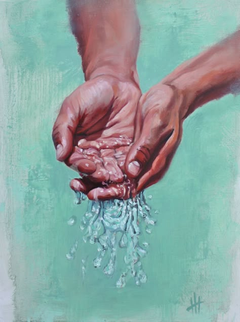 Hands Holding Water Reference, Hands Holding Water, Art Photography Ideas, Art Inspiration Board, Art Homework, Oil Painting Ideas, Hand Oil, Prophetic Art, Drawing Writing