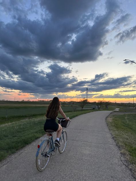 Sunset 
Bike ride
Bike
Summer 
Night Aesthetic Bike Ride, Bike Ride Aesthetic, Canada Sunset, Biking Aesthetic, Bicycle Aesthetic, Summer Bike Ride, Country Girl Aesthetic, Aesthetic Bike, Night Bike Ride