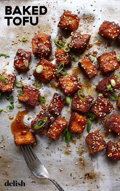 Baked Tofu Recipes Healthy, Baked Tofu And Veggies, Tofu Glaze Recipes, Glazed Tofu Recipes, Baked Tofu Marinade, Tofu Glaze, Oven Tofu, Tofu Recipes Baked, Baked Tofu Recipes