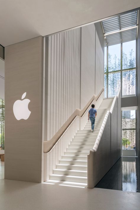 Apple Cotai Centre Macau by Foster + Partners Macau, Stairs, Home Décor, Foster Partners, Apple Store, Coffee Shop, Bamboo, Home Decor Decals, Wall