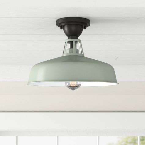 Gracie Oaks Erzsi Village 1 - Bulb Outdoor Semi Flush Mount & Reviews | Wayfair Farmhouse Flush Mount Lighting, Modern English Cottage, Low Ceiling Lighting, Outdoor Barn Lighting, Outdoor Flush Mounts, Barn Lighting, Wall Lantern, Porch Lighting, Laurel Foundry Modern Farmhouse