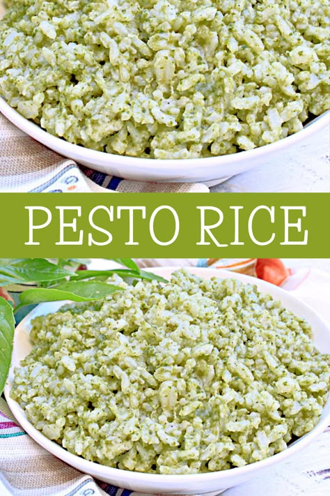 Pesto Rice Recipes, Pesto Rice, Healthy Pesto, Rice Recipes Vegan, Grilled Cauliflower, Jo Cooks, Healthy Rice, Creamy Rice, Easy Rice Recipes