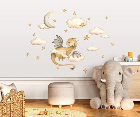 Fairy Tale Nursery, Fantasy Nursery, Toddler Bedroom Ideas, Baby Decals, Dragon Nursery, Boys Room Design, Fairytale Nursery, Children Room Boy, Dinosaur Wall Stickers