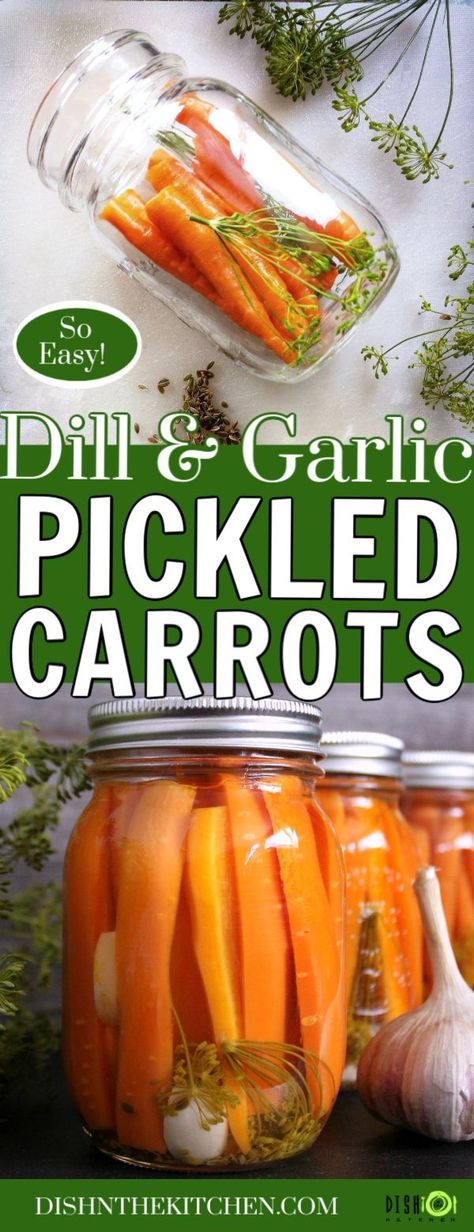 Small batch preserving these Pickled Carrots is easier than you think. Grow your own or buy carrots in season, then pickle them with dill and garlic for a dillicious treat! #pickledcarrots #preserving Pickled Dill Carrots, Dilled Carrots Pickled, Dill Pickled Carrots Recipe, Canned Pickled Carrots Recipe, Spicy Pickled Carrots Canning, How To Pickle Carrots Canning Recipes, Canned Spicy Pickled Carrots, Best Pickled Carrots Recipe, Best Pickled Carrots