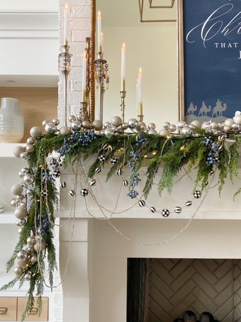 Tried & True Holiday Decor Favorites Holiday Living Room Decor, Holiday Living Room, Live Christmas Trees, Blue Christmas Decor, Holiday Mantel, Room Blue, Lamb Decorations, Christmas Mantle, Christmas Tree Stand