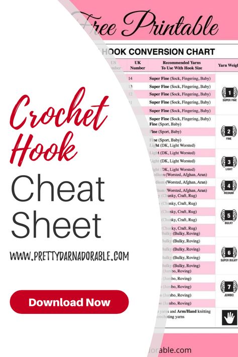 Do you get stuck converting crochet hooks and figureing out which size hook to use with which yarn?  This is crochet hook conversion chart is your answer.  Download it now and keep with your crochet kit and have the answers at your fingertips! #crochethooksizes #crochethooksizeschart #crochethookconversionchart #crochethooksizeschartcheatsheets #crochethooksizeschartyarns #crochethooksizeforyarn Crochet Hook Size Conversion Chart, 12mm Crochet Hook Patterns, Crochet Hook Sizes Chart Yarns, Crochet Size Chart, Crochet Hook Size Chart, Kirby Drawing, Crochet Blanket Chart, Crochet Hook Conversion Chart, Crochet Hook Sizes Chart