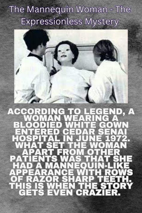 It's the creepypasta tale of the woman who came into a hospital in the 1970s. But this was no ordinary woman. Check out the video post to learn more. The Expressionless Woman, The Expressionless, Community Hospital, A Woman, 1970s