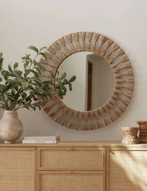 Mirror Wall Design, Round Mirror Frame, Boho Mirror, Macrame Mirror, Design For Living Room, Mirror Design Wall, Oval Wall Mirror, Diy Mirror, Round Wall Mirror