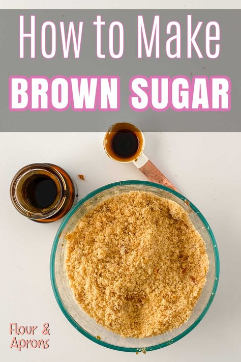 Easy DIY homemade brown sugar. Learn how to make brown sugar, a pantry staple. Making Brown Sugar, How To Make Brown Sugar, Diy Brown Sugar, Brown Sugar Recipe, Hard Brown Sugar, Vegetable Oil Substitute, Brown Sugar Substitute, Soften Brown Sugar, Homemade Brown Sugar