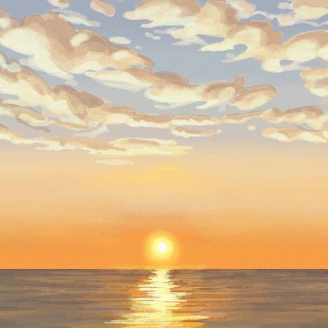 Aesthetic landscape wallpaper, colorful sunset | Premium Photo Illustration - rawpixel Tela, Iphone Wallpaper Sunset, Sunset Art Painting, Sunrise Drawing, Sunset Iphone Wallpaper, Drawing Sunset, Horizon Sunset, Beach Sunset Painting, Sunset Landscape Painting