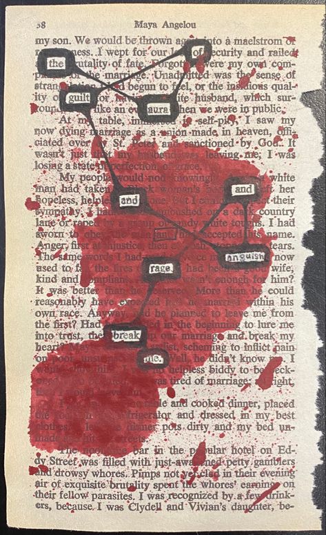 Black Put Poetry, Drawing Over Book Pages, Art Over Book Pages, Black Out Poem Ideas, Deep Things To Write About, Found Poems Ideas, Creepy Love Letters, Black Out Poems Art, Sketches On Book Pages