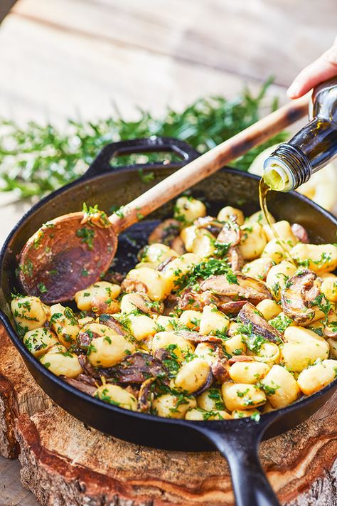 Recipe: Nadia Lim's Potato Gnocchi with Mushrooms, Herbs & Lemon Miso Butter Gnocchi With Mushrooms, Mushroom Gnocchi, White Miso Paste, Nadia Lim, Carb Loading, South American Recipes, Miso Butter, Miso Paste, Homemade Gnocchi