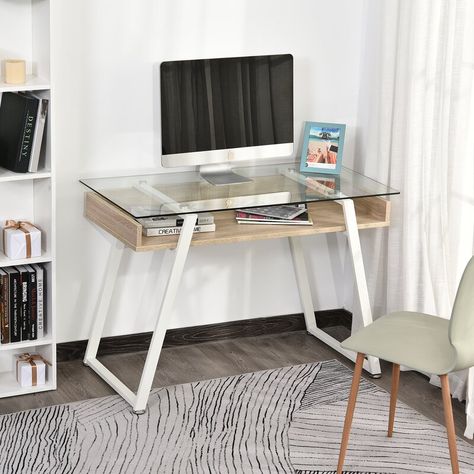 Latitude Run computer desk workstation centre writing laptop table glass top modern design furniture for home office study use | Wayfair.ca Writing Laptop, Meeting Desk, Table Glass Top, Desk Workstation, Modern Computer Desk, Home Office Study, Table Glass, Simple Desk, Office Workstations