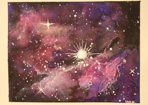 Galaxy/Nebula, watercolor painting by Krystobelle. Galaxy Painting Watercolor, Watercolour Galaxy, Nebula Painting, Dnd Oc, Galaxy Nebula, Watercolor Galaxy, Space Galaxy, Galaxy Painting, Galaxies Stars