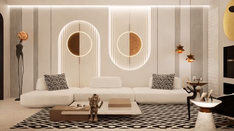 Guest Space Design :: Behance Wall Panel Design Living Room Modern, Living Room Sofa Wall Design Modern, Sofa Back Wall Design Ideas, Sofa Wall Panelling Design, Living Room Sofa Back Wall Design Modern, Sofa Back Panel Design, Hall Designs For Home, Sofa Wall Design Modern, Living Hall Wall Design