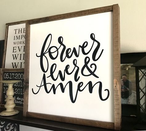 Farmhouse Sign | Forever And Ever Amen | Wedding Gift | Newlywed Gift | Fixer Upper | Modern Farmhouse | Romantic Sign | Master Bedroom Sign Bedroom Wall Quotes, Forever And Ever Amen, Cricut Inspiration, Cricket Projects, Romantic Signs, Wedding Presents, Forever And Ever, Bedroom Wall Colors, Bedroom Signs