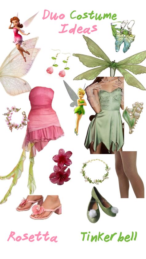 Rosetta From Tinkerbell, Tinkerbell And Rosetta, Tinkerbell Dress Pattern, Fairy From Tinkerbell, Tinkerbell And Rosetta Costume, Tinkerbell Pixie Dust, Tinkerbell Costume And Friends, Rosetta Halloween Costume, Tinkerbell Costume Diy