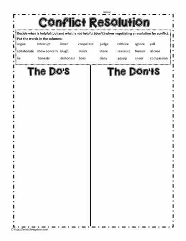 Do's and Don'ts of Conflict Resolution and many other teaching freebies for conflict resolution. Conflict Resolution Workplace, Resolving Conflict Activities For Kids, Sibling Conflict Resolution Activities, Conflict Management Activities, Conflict Resolution Activities For Kids, Conflict Resolution Activities For Teens, Conflict Resolution For Kids, Conflict Resolution Games, Resolutions For Kids