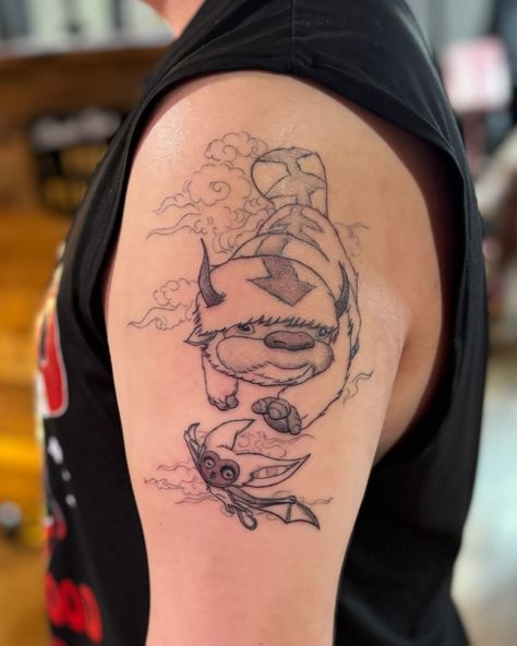 appa & momo for matt ☺️ Appa And Momo Avatar Tattoo, Appa And Momo Avatar, Momo Avatar Tattoo, Buddy Tattoos, Appa Tattoo, Momo Avatar, Appa And Momo, Avatar Tattoo, Anime Tattoos