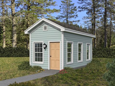 062X-0012: Backyard Workspace Provides an Office and Work Area; 10'x20' Pool House With Bedroom, Chateau House Plans, House Plans Colonial, Backyard Structures, Southern Style House Plans, Tiny House Village, Southern House Plan, Narrow Lot House, Southern House