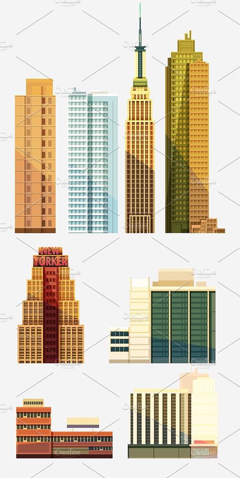 Building Template, Vector Architecture, Building Drawing, City Vector, Building Illustration, City House, City Buildings, Modern Buildings, Paper Models