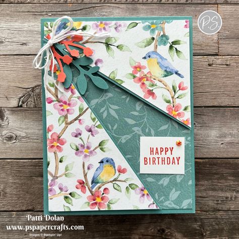 Pretty Split Front Cards — P.S. Paper Crafts Stampin Up Flight And Airy Dsp Card Ideas, Su Flight And Airy Dsp, Su Flight And Airy, Handmade Fun Fold Cards, Stampin Up Split Front Card, Stampin Up Flight And Airy Cards, Flight And Airy Dsp Cards, Fancy Cards Handmade, Flight And Airy Cards