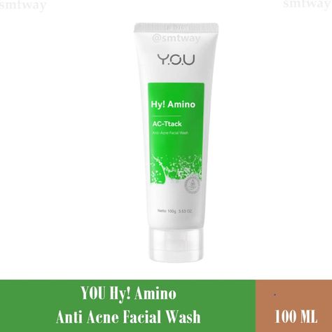 Product Details: YOU Hy! Amino AC-Ttack Anti-Acne Facial Wash WHAT IT IS: A facial wash enriched with 5D Hyaluronic Acid, Amino Acids, and Anti-Acne Complex to clean pores, reduce excess oil, and acne for fresh, soft, and healthy skin. 1.5D Hyaluronic Acid Contain 5 types of Hyaluronic Acids that helps provide hydration and keep skin well-hydrated. 2.Amino Acid Formula Enriched with 4 types of Amino Acids to help maintain skin moisture. 3.Anti-Acne Complex Contains Salicylic Acid, Centella Asiat Acne Facial Wash, Facial Routines, Acne Facial, Luxury Cosmetics, Clean Pores, Amino Acid, Anti Acne, Facial Wash, Cleanser And Toner