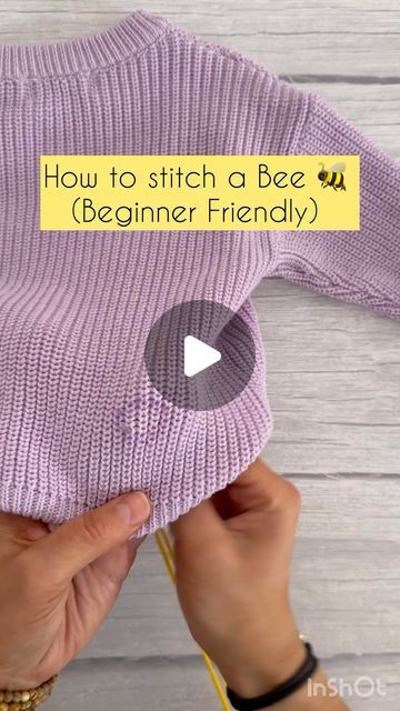 Bumblebee Embroidery Simple, Embroidery In Sweater, Embroidery Jumper Diy, How To Embroider Letters On Sweater, Cross Stitch On Knitting, How To Embroider On A Tshirt, Custom Hand Embroidery, Embroidery On Jumper, Hand Embroidered Clothes Diy