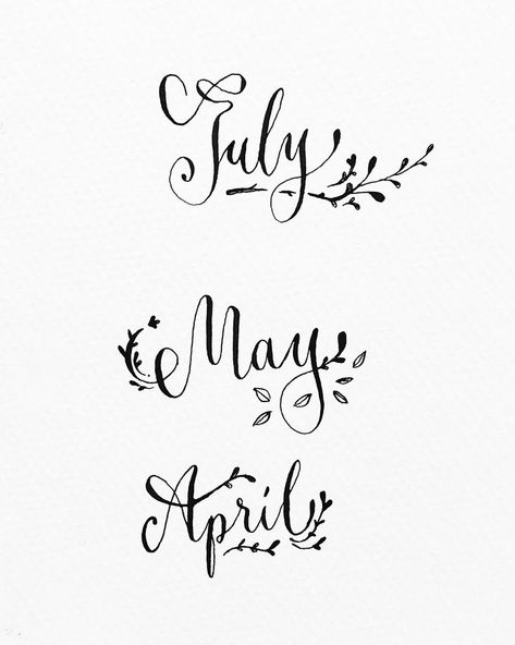 May 2018 April Calligraphy Hand Lettering, April In Cursive, April Cursive, May Calligraphy, Fonts Journal, April Font, May Lettering, Month Calligraphy, July Calligraphy