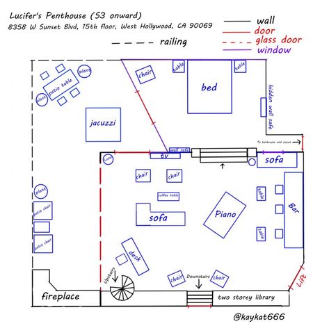 Lucifer Penthouse, Penthouse Layout, Seoul Apartment, Penthouse Ideas, Penthouse Interior, Building Layout, Apartment Floor Plan, Wall Safe, Model House Plan