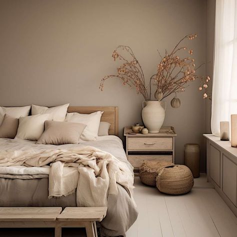 Cream Color Accent Wall, Pink Walls Brown Trim, Bedroom Wall Color Ideas Neutral, Baja Paint Color Behr, Blush Brown Paint Color, Light Truffle Behr Paint, Best Warm Creamy White Paint, Greige Paint Bedroom, Cream Room Paint