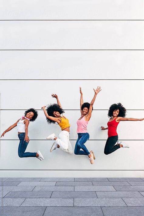 Afro Women Friends Hanging Out In The City | Stocksy United Friend Photos, Friends Hanging Out, Group Hug, Women Friends, Afro Women, Friend Photoshoot, Model Release, Us Images, Summer Days