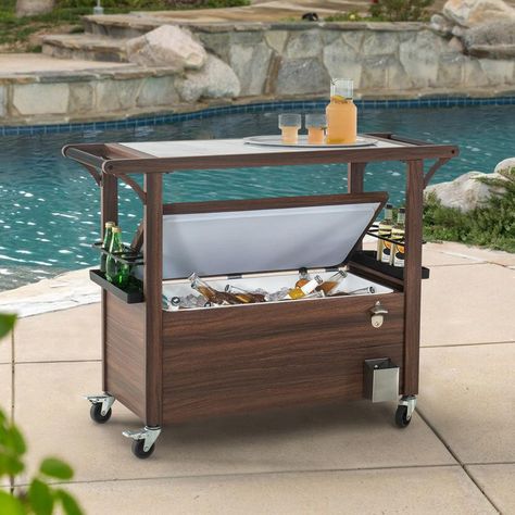 Outdoor Bar Cart With Cooler, Laundry Trolley, Table Cooler, Countertop Bar, Bottle Cap Catcher, Cooler Cart, Snack Cart, Patio Cooler, Metal Bar Cart