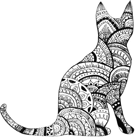 Drawing Zentangle, Zentangle Animals, Wallpaper Cat, Zentangle Designs, Mandala Design Pattern, White Drawing, Cat Coloring Page, Zentangle Drawings, Doodles Zentangles