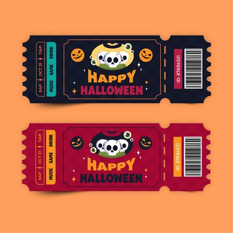 Halloween Ticket Design, Halloween Tickets, Festival Entrance, Parking Tickets, Ticket Design, Skull Halloween, Halloween Festival, Booth Design, Halloween Skull