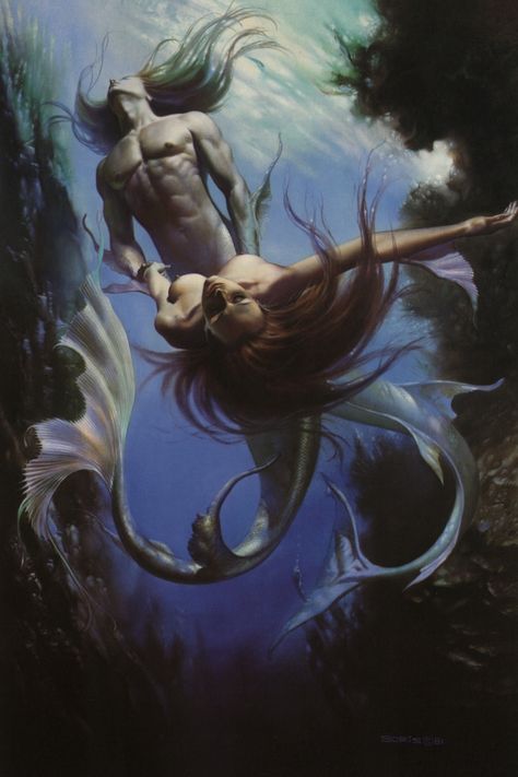 couple. MEGAN. this is the Borise painting i told you bout. i have this image on a t-shirt Metalhead Couple, Julie Bell, Art Amour, Earth Illustration, Anime Mermaid, Image Couple, Luis Royo, Fantasy Mermaids, Boris Vallejo