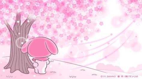 ʚ kimi ɞ on Twitter: "cherry blossoms x my melody https://t.co/l4znqX3rIO" / Twitter My Melody Computer Wallpaper, Inspo Background, Melody Painting, Pink Wallpaper Desktop, Images Hello Kitty, Filmy Vintage, Arte Do Kawaii, Kawaii Background, My Melody Wallpaper