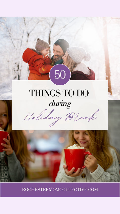 It’s almost Christmas! So much planning goes into the big day, but what about after? Here are 50 Things To Do During Christmas Break around Rochester and at home. See more articles written by moms at RochesterMomCollective.com. Things To Do Christmas, Things To Do During Christmas, Almost Christmas, Holiday Break, Christmas Break, Holiday Activities, Activities To Do, Christmas Day, Christmas Activities